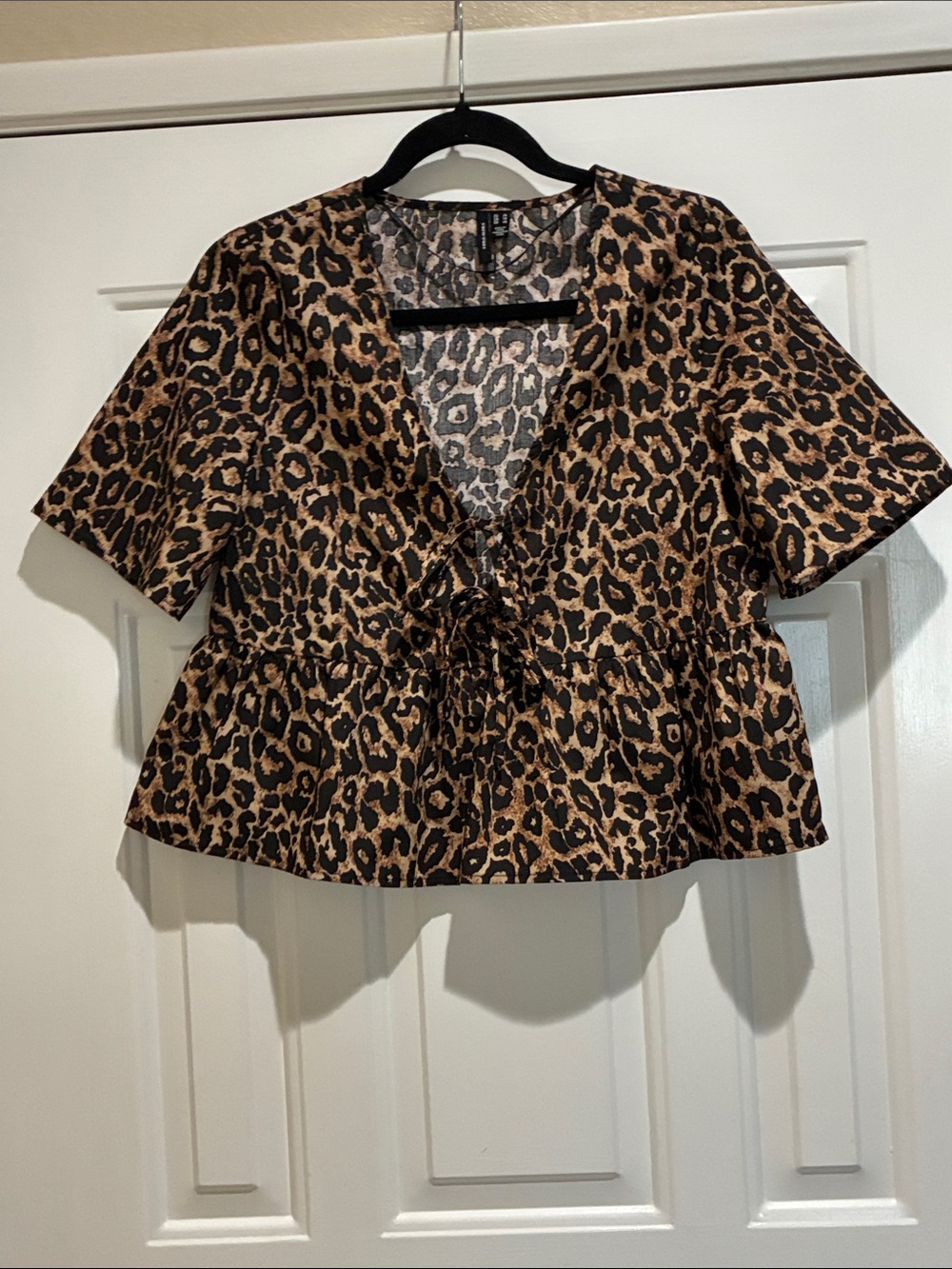 Vero Moda Leopard Print Peplum Tie-Front Top